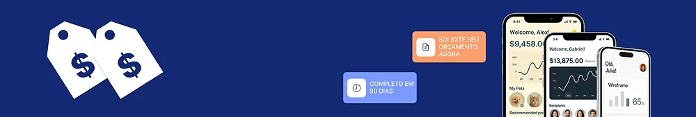 Ilustração conceitual mostrando os custos de desenvolvimento e planejamento de um aplicativo